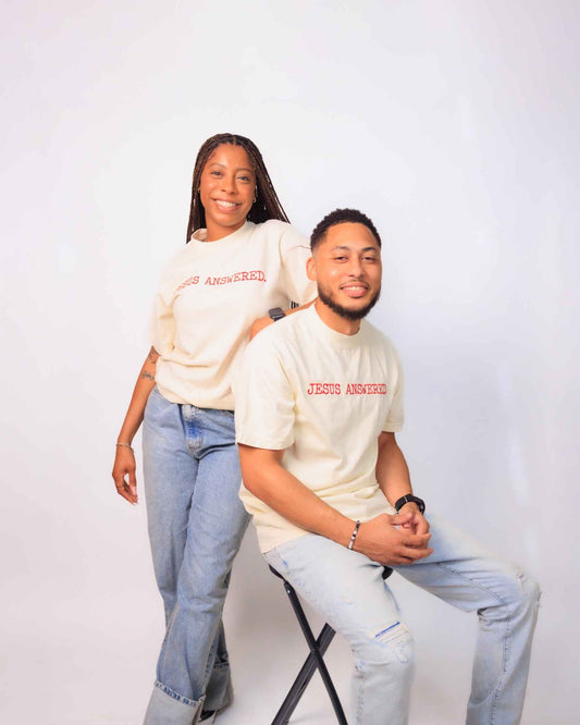 Cream Shirt with Red Words